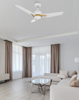 This Tilbury 52'' smart ceiling fan keeps your space cool, bright, and stylish. It is a soft modern masterpiece perfect for your large indoor living spaces. This Wifi smart ceiling fan is a simplicity designing with White finish, use elegant Plywood blades and has an integrated 4000K LED cool light. The fan features Remote control, Wi-Fi apps, Siri Shortcut and Voice control technology (compatible with Amazon Alexa and Google Home Assistant ) to set fan preferences.
