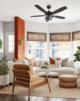 This Smafan Aero 52'' Unique Ceiling Fan keeps your space cool, bright, and stylish. It is a soft modern masterpiece perfect for your large indoor living spaces. This ceiling fan is a simplicity designing with Black finish, use elegant Plywood blades and compatible with LED bulb(Not included). The fan features remote control.