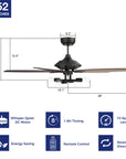 This Smafan Aero 52'' Unique Ceiling Fan keeps your space cool, bright, and stylish. It is a soft modern masterpiece perfect for your large indoor living spaces. This ceiling fan is a simplicity designing with Black finish, use elegant Plywood blades and compatible with LED bulb(Not included). The fan features remote control.