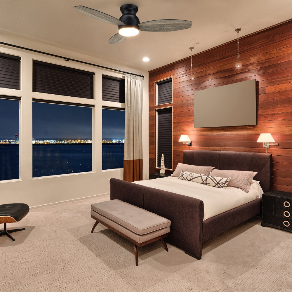 Create the home environment of your dreams with the versatile and powerful Arran 44 /48 /60 inches modern ceiling fan with lights! On the inside, The remote control ceiling fan features advanced motor and lighting technology for energy efficiency and precise control. On the outside, the Arran low profile ceiling fan features a sleek silhouette, elegant blades, and a timeless black or white finish for the ideal fit in any home interior! 