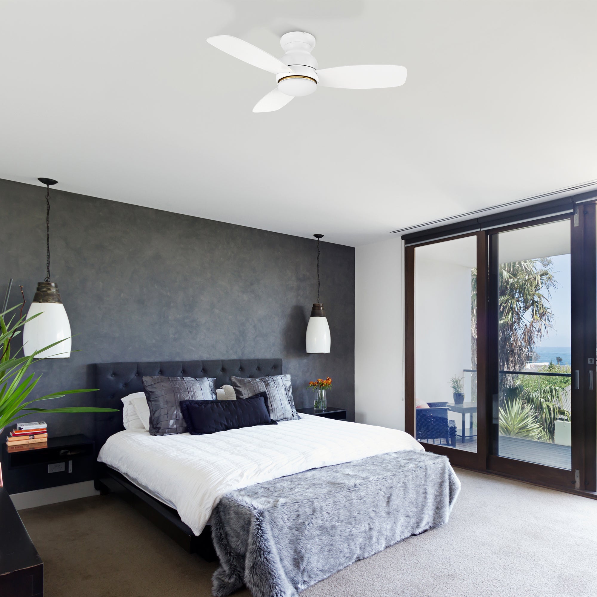 Create the home environment of your dreams with the versatile and powerful Arran 44 /48 /60 inches modern ceiling fan with lights! On the inside, The remote control ceiling fan features advanced motor and lighting technology for energy efficiency and precise control. On the outside, the Arran low profile ceiling fan features a sleek silhouette, elegant blades, and a timeless black or white finish for the ideal fit in any home interior! #color_white&light-wood