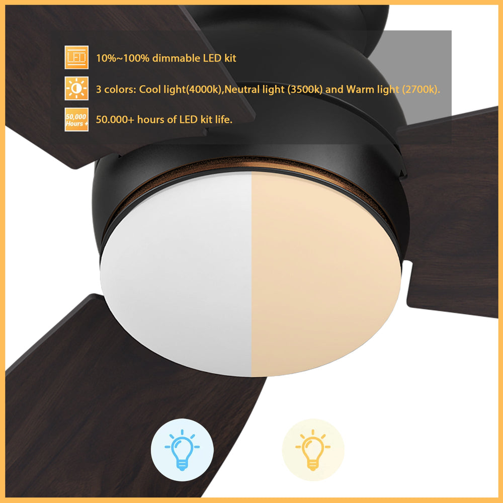 Create the home environment of your dreams with the versatile and powerful Arran 44 /48 /60 inches modern ceiling fan with lights! On the inside, The remote control ceiling fan features advanced motor and lighting technology for energy efficiency and precise control. On the outside, the Arran low profile ceiling fan features a sleek silhouette, elegant blades, and a timeless black or white finish for the ideal fit in any home interior! 