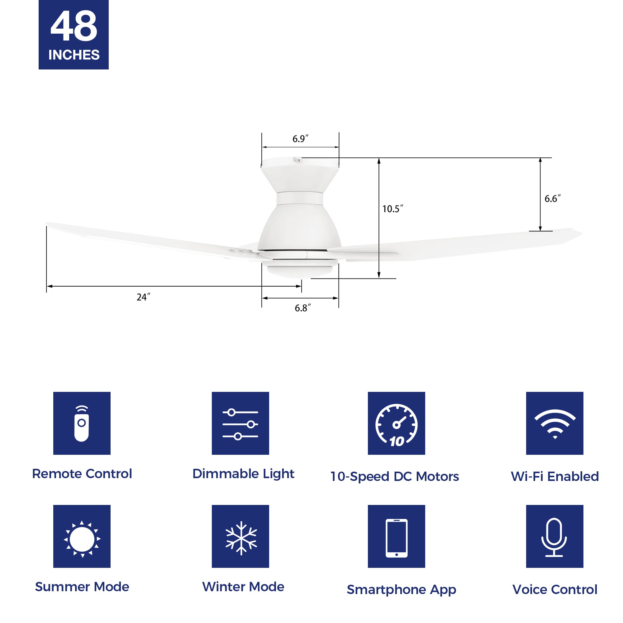 This Smafan Brooks 44&#39;&#39;/48&#39;&#39;/52&#39;&#39; smart ceiling fan keeps your space cool, bright, and stylish. It is a soft modern masterpiece perfect for your large indoor living spaces. This Wifi smart ceiling fan is a simplicity designing with Black finish, use elegant Plywood blades and has an integrated 4000K LED daylight. The fan features Remote control, Wi-Fi apps, Siri Shortcut and Voice control technology (compatible with Amazon Alexa and Google Home Assistant ) to set fan preferences. 
