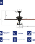 This Bryson 52''ceiling fan keeps your space cool, bright, and stylish. It is a soft modern masterpiece perfect for your large indoor living spaces. This ceiling fan is a simplicity designing with black finish, use elegant Plywood blades and compatible with LED bulb(Not included). The fan features remote control. 