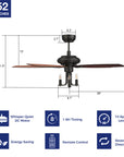 This Bryson 52''ceiling fan keeps your space cool, bright, and stylish. It is a soft modern masterpiece perfect for your large indoor living spaces. This ceiling fan is a simplicity designing with black finish, use elegant Plywood blades and compatible with LED bulb(Not included). The fan features remote control. 