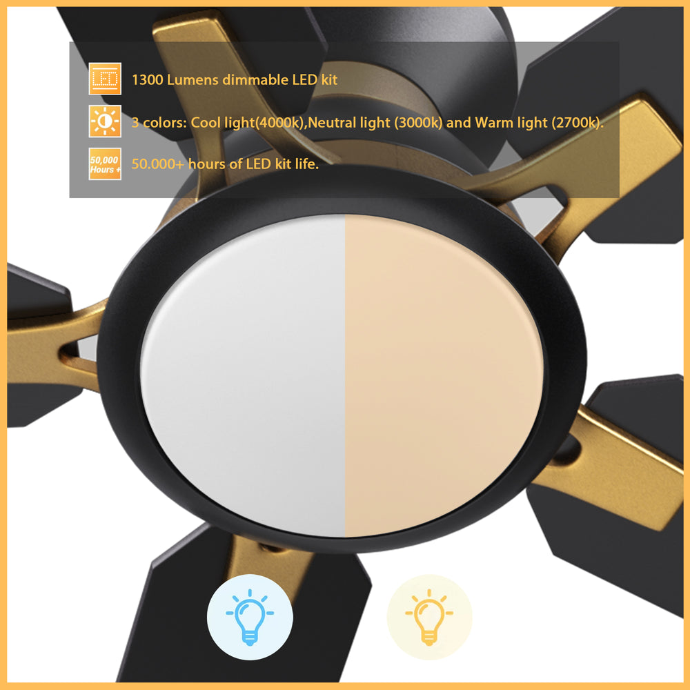 Sophistication, silence, and speed come together to create the revolutionary Byrness 52/60 inches modern ceiling fan. Equipped with the latest motor and lighting technology and designed to meet the latest design trends, the black and gold ceiling fan delivers the perfect amount of comfort and style to any space. Select from the bold black ceiling fan, ideal for eclectic rooms, or the simple white finish to complement any space with minimalist decor. 