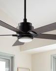 Smafan Carro Aspen 52 inch smart outdoor ceiling fan with LED light kit and 6-in downrod, dark wood design. 