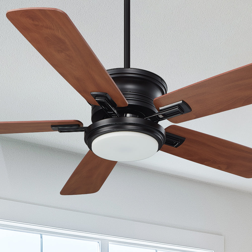 Smafan Carro Glacier 52 inch smart outdoor alexa fan, with 5 wood design blades and 6-inch Downrod. 