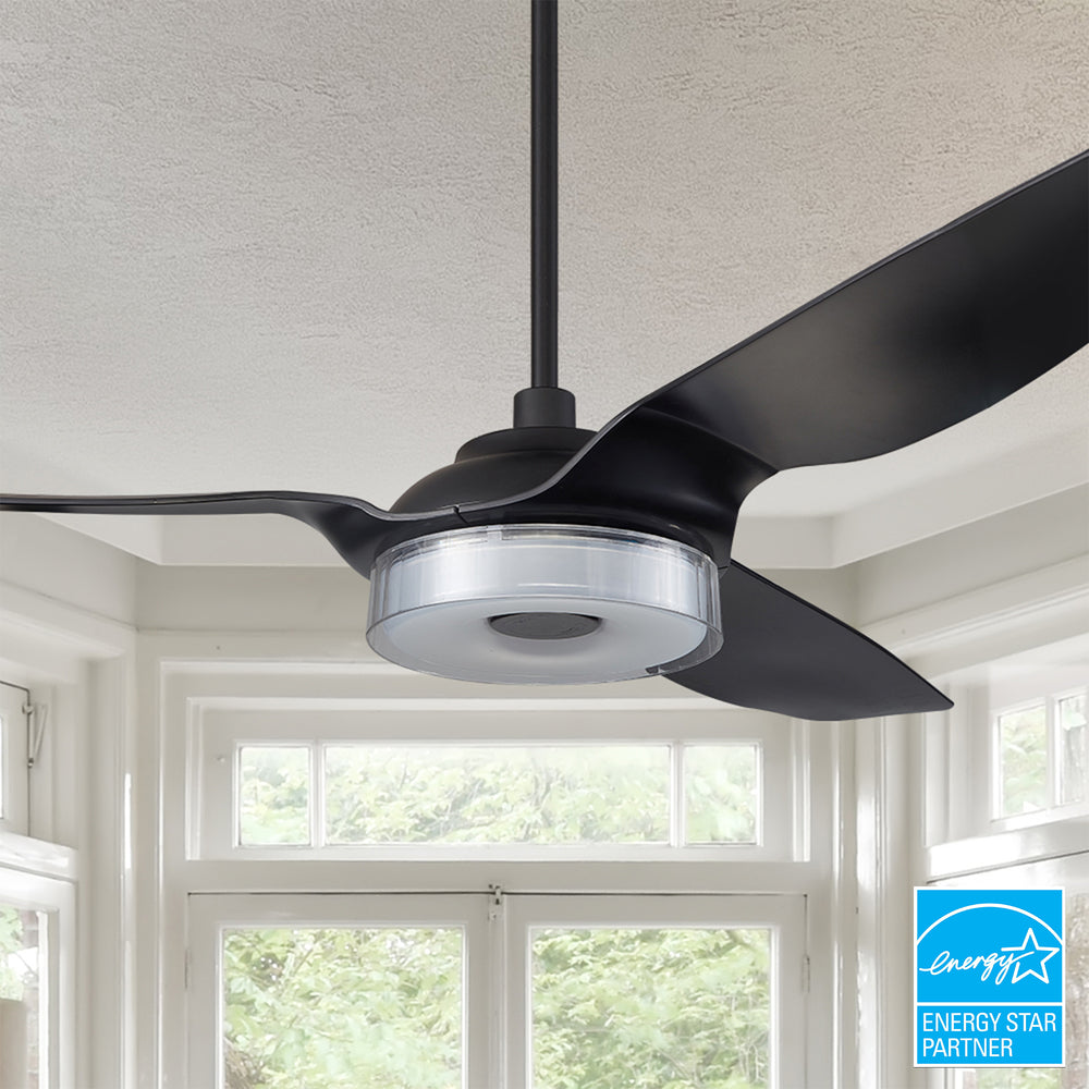 The Smafan Icebreaker 60&#39;&#39; smart fan delivers high and energy-efficient airflow in a sleek design. With dimmable integrated LED, 10-Speed whisper-quiet DC motor, available remote, phone app, and voice integration control, and airfoils in classic black, Icebreaker helps you enjoy your better life.