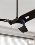 Carro Home Innovator 52'' 3-Blade Smart Ceiling Fan with LED Light Kit & Remote - Black case and wood grain Pattern Fan Blades