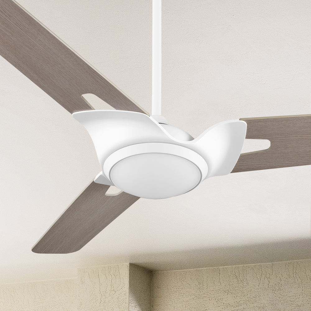 The Smafan Innovator 52''smart ceiling fan is a perfect balance of performance and modern design. With a dimmable LED kit with 3 light settings: Cool, Neutral and Warm, 10-speed whisper-quiet DC motor, Alexa, Google Assistant, and Siri enabled, Innovator will fit perfectly any indoor or outdoor space.#color_Light-Wood