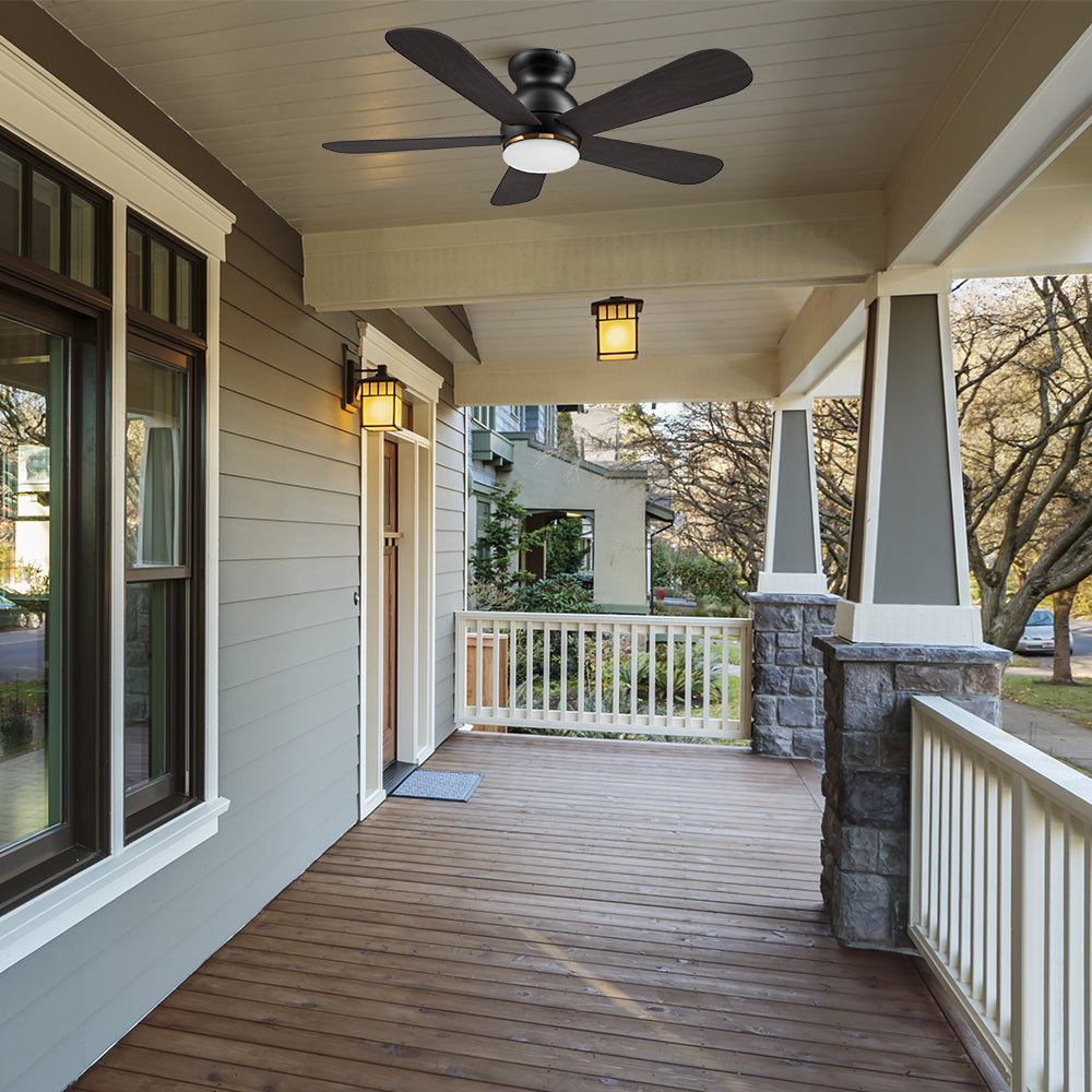 Kaze Pro 48 inch Outdoor Low Profile Smarft Ceiling Fan with LED Light