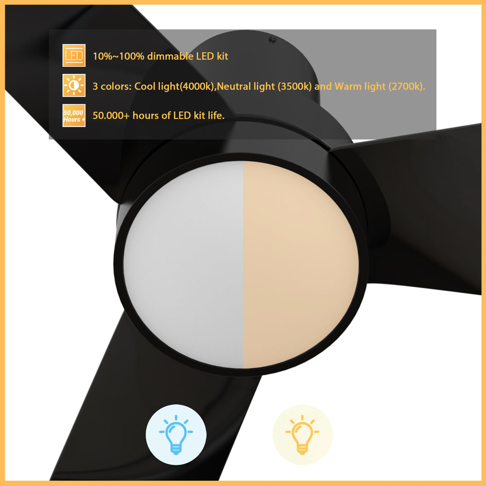 This Smafan Carro Marion 44" ceiling fan keeps your space cool, bright, and stylish. It is a soft modern masterpiece perfect for your indoor living spaces. This ceiling fan is a simplicity designing with Black finish, use very strong ABS blades and has an integrated 4000K LED cool light. The fan features Remote control to set fan preferences. 