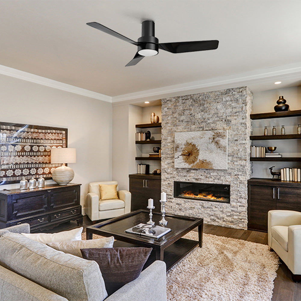 This Smafan Carro Marion 44" ceiling fan keeps your space cool, bright, and stylish. It is a soft modern masterpiece perfect for your indoor living spaces. This ceiling fan is a simplicity designing with Black finish, use very strong ABS blades and has an integrated 4000K LED cool light. The fan features Remote control to set fan preferences. 
