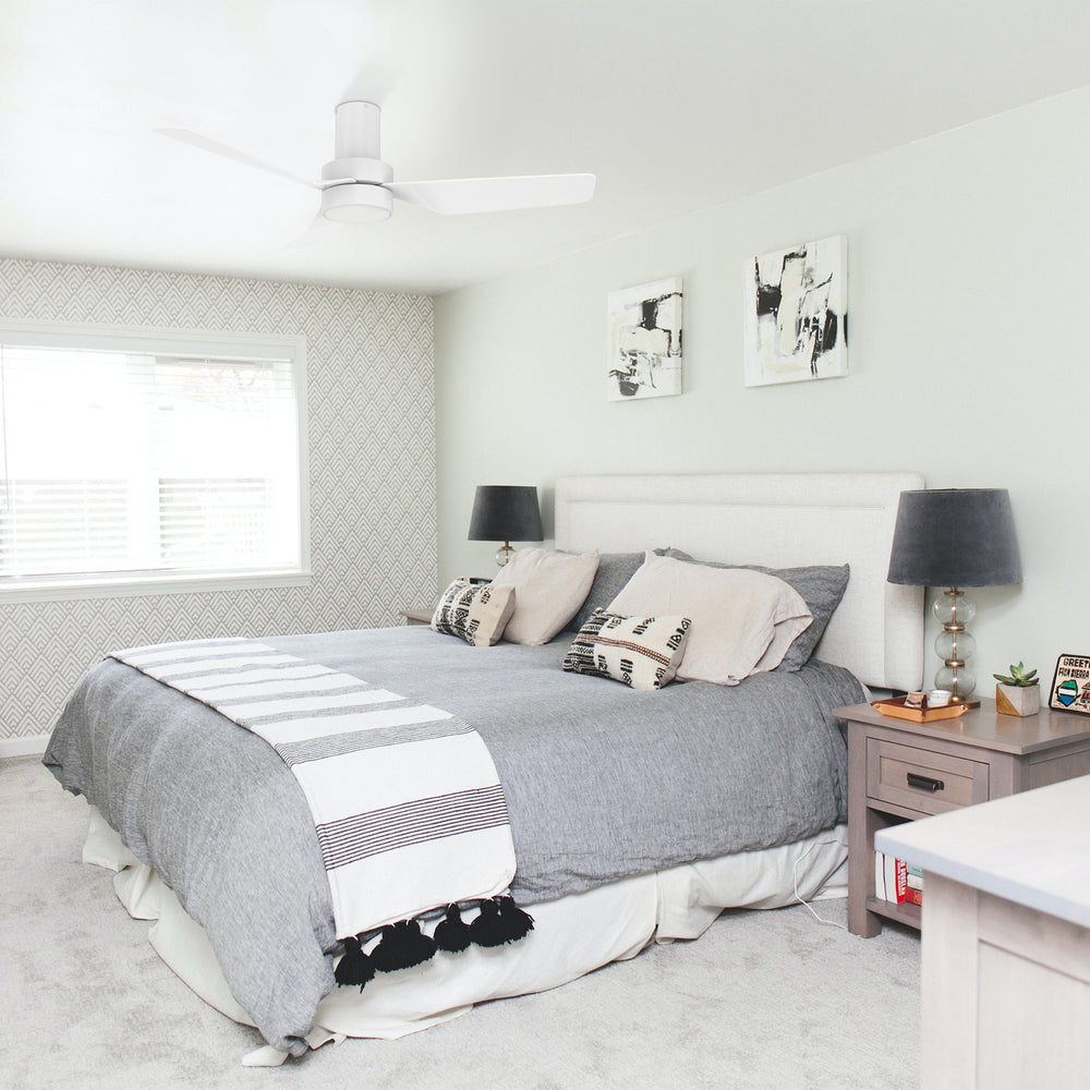 This Smafan Carro Marion 44" ceiling fan keeps your space cool, bright, and stylish. It is a soft modern masterpiece perfect for your indoor living spaces. This ceiling fan is a simplicity designing with Black finish, use very strong ABS blades and has an integrated 4000K LED cool light. The fan features Remote control to set fan preferences. 