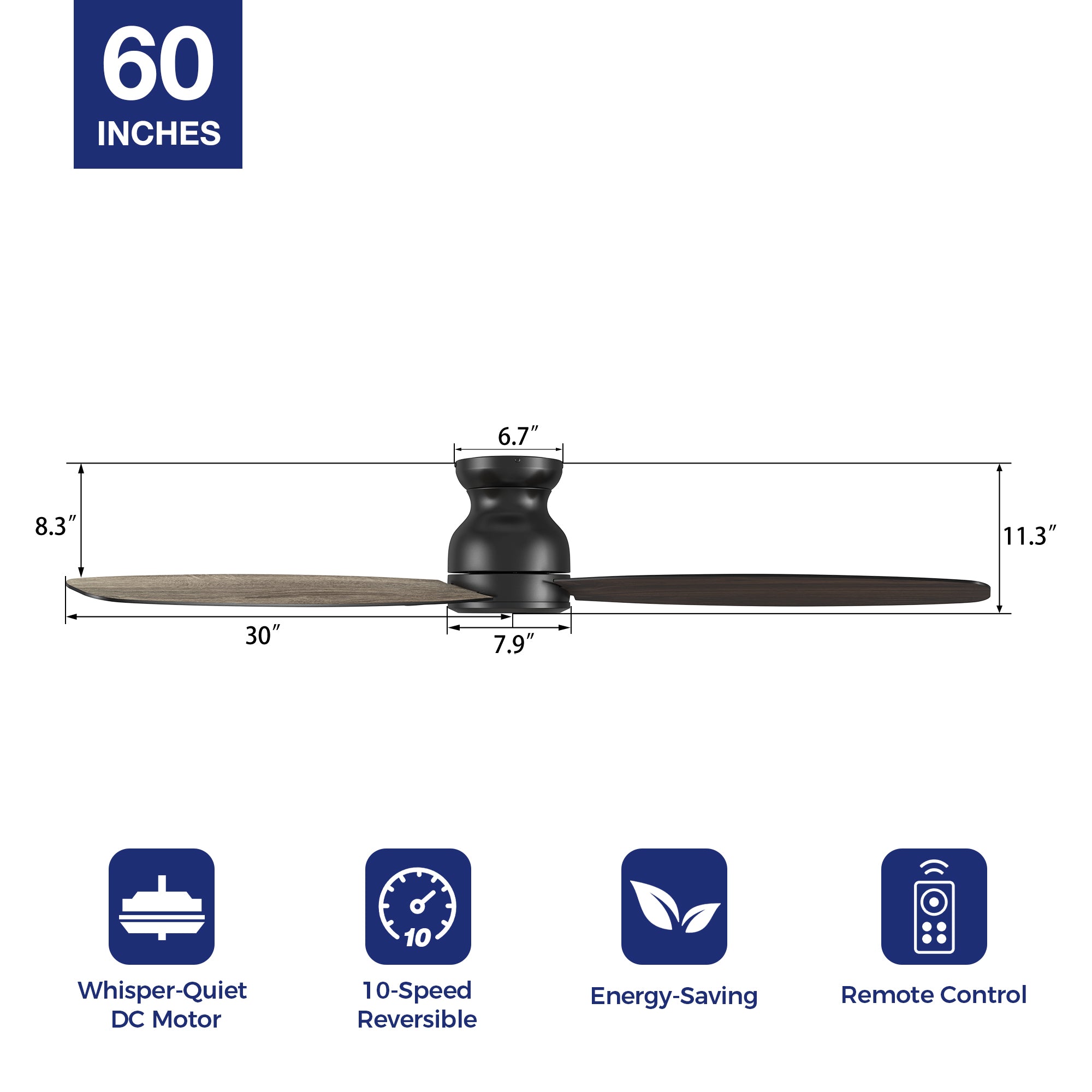 Enjoy a cooling breeze and relaxing controling in an elegant large space with the Smafan Osborn 60 inch indoor ceiling fan. The fan is equipped with the latest motor and controling technology with a stylish exterior to suit the décor of your preference. The fan features a charming black / white finish and sleek blades to cooling up your indoor living spaces. 