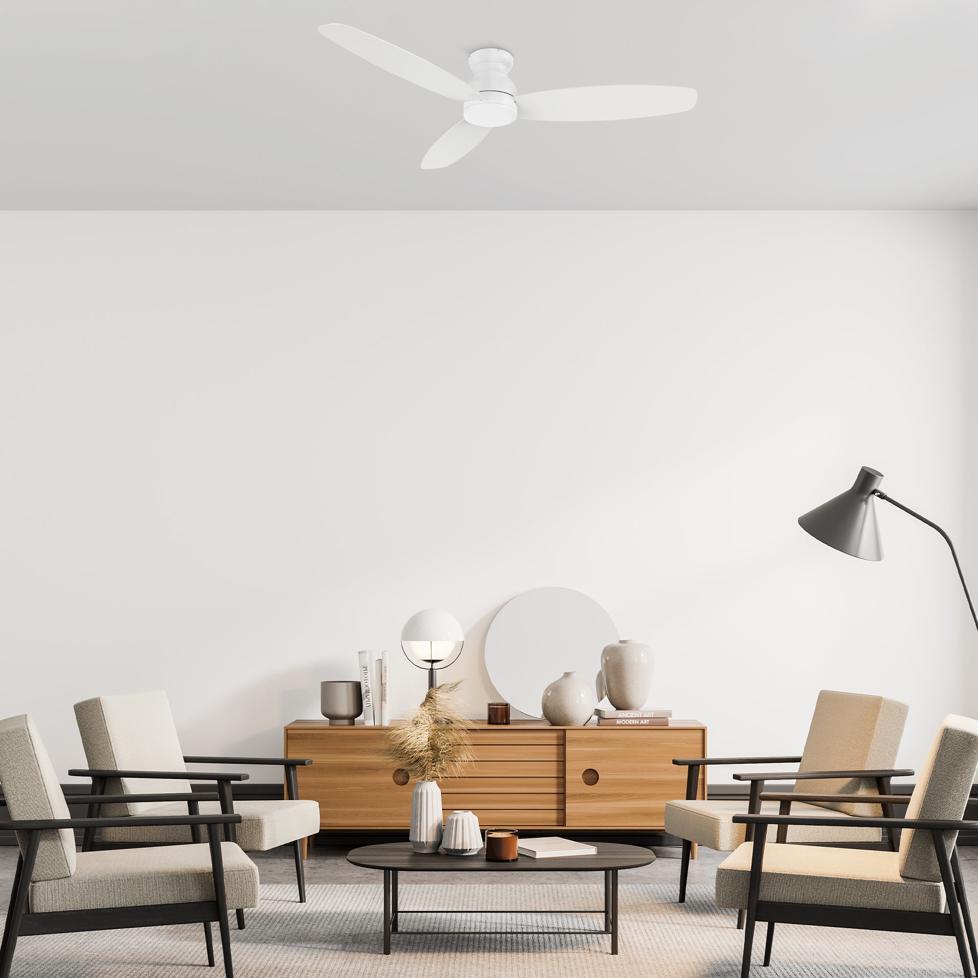 Enjoy a cooling breeze and relaxing controling in an elegant large space with the Smafan Osborn 60 inch indoor ceiling fan. The fan is equipped with the latest motor and controling technology with a stylish exterior to suit the décor of your preference. The fan features a charming black / white finish and sleek blades to cooling up your indoor living spaces. #color_white&light-wood