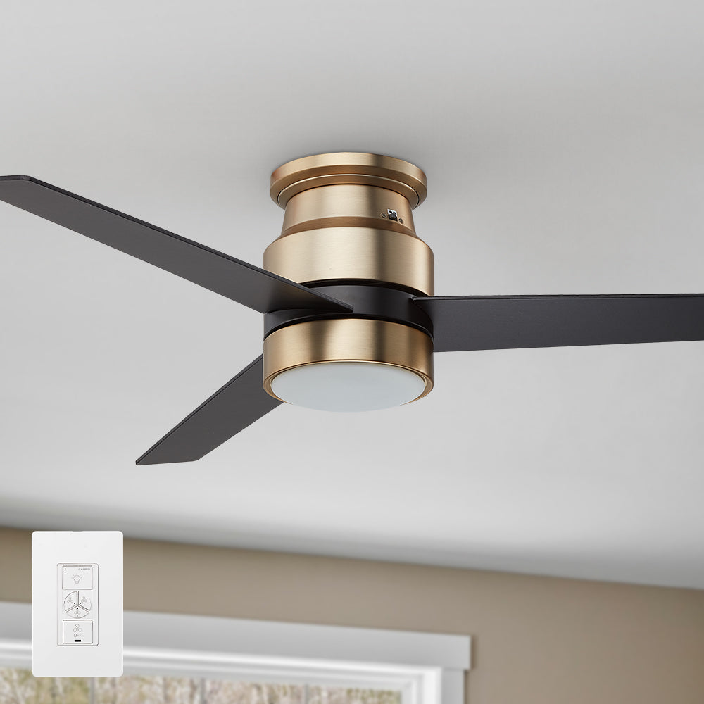 Smafan Ranger smart ceiling fan with energy-efficient LED light kit has 3000 lumens and lasts over 50000+ hours. #color_black-gold