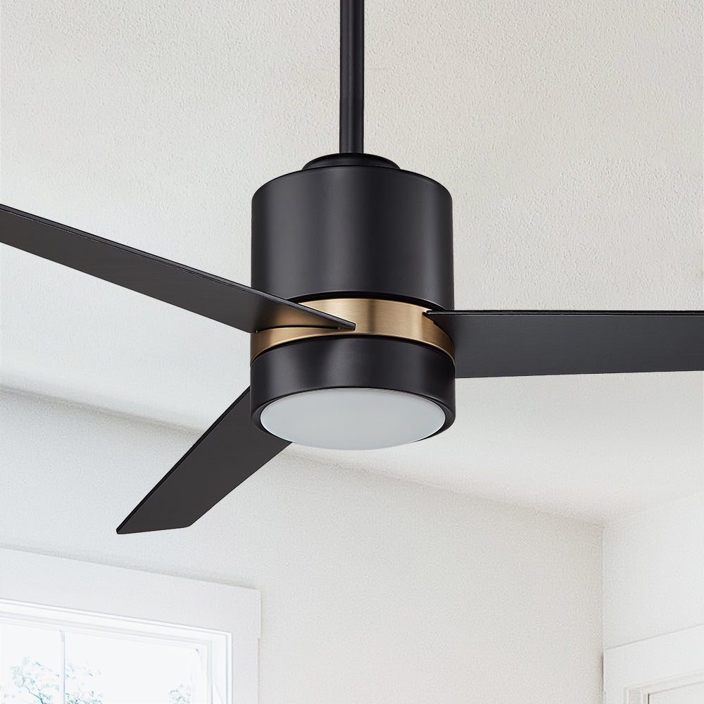 Smafan Ranger 52 inch smart ceiling fan blends elegantly into its surroundings while providing a cooling effect and strong airflow that large indoor living spaces need. #color_Black-Gold