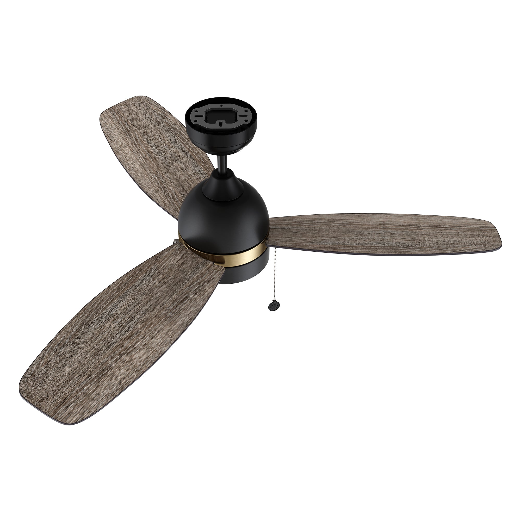 Striking and natural light wood finish on the fan blades. Enhances the Carro Tesoro pull chain ceiling fan's overall aesthetic with a touch of warmth and sophistication. #color_dark-wood