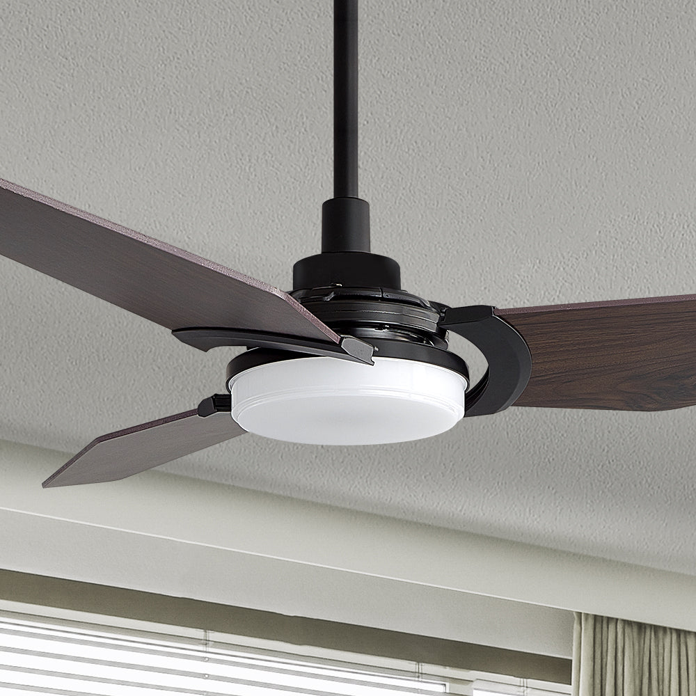 The Smafan Trailblazer 52'' Smart Fan’s sleek and stylish design fits perfectly with any décor trend. With a fully dimmable, and energy-efficient LED kit, whisper-quiet operation, compatible with Alexa, Google Assistant, Sir, phone app, easy install, Trailblazer helps you have a smarter way to stay cool.#color_dark-wood