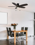 Refined dining room decor featuring the Treyton 52 inch Pull Chain Ceiling Fan with Light Kit. 