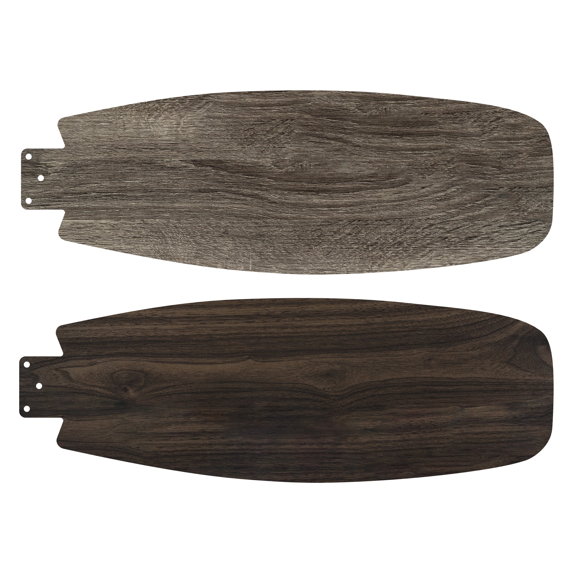 A close up detail of Carro Troyes 52 inch pull-chain ceiling fan with light, with 3 reversible plywood fan blades. 