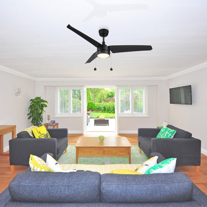 A pure black exterior, elegant ABS blades, and a charming LED light cover come together to create the classic Venteto 52 inch pull-chain ceiling fan with light. 