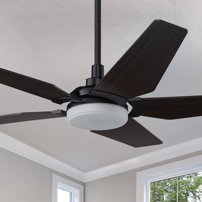 Smafan Voyager 52 inch smart ceiling fan designed with elegant plywood blades, Glass shade and has an integrated 4000K LED daylight. 