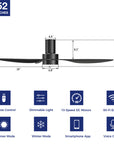 This Coleman 52" smart ceiling fan keeps your space cool, bright, and stylish. It is a soft modern masterpiece perfect for your indoor living spaces. This Wifi smart ceiling fan is a simplicity designing with white finish, use very strong ABS blades and has an integrated 5700K LED day light. The fan features Remote control, Wi-Fi apps, Siri Shortcut and Voice control technology (compatible with Amazon Alexa and Google Home Assistant ) to set fan preferences. 