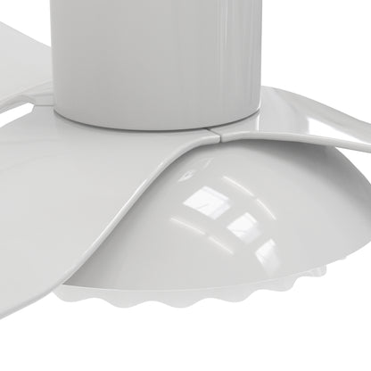 A close-up detail of Smafan Daisy 52 inch flush mount smart ceiling fan with 3 blades and a 52-inch blade sweep has a charming blossoming flower appearance. 