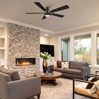 This Duluth 52&quot; smart ceiling fan keeps your space cool, bright, and stylish. It is a soft modern masterpiece perfect for your large indoor living spaces. This Wifi smart ceiling fan is a simplicity designing with Black finish, use elegant Plywood blades and has an integrated 4000K LED cool light. The fan features Remote control, Wi-Fi apps, Siri Shortcut and Voice control technology (compatible with Amazon Alexa and Google Home Assistant ) to set fan preferences. 