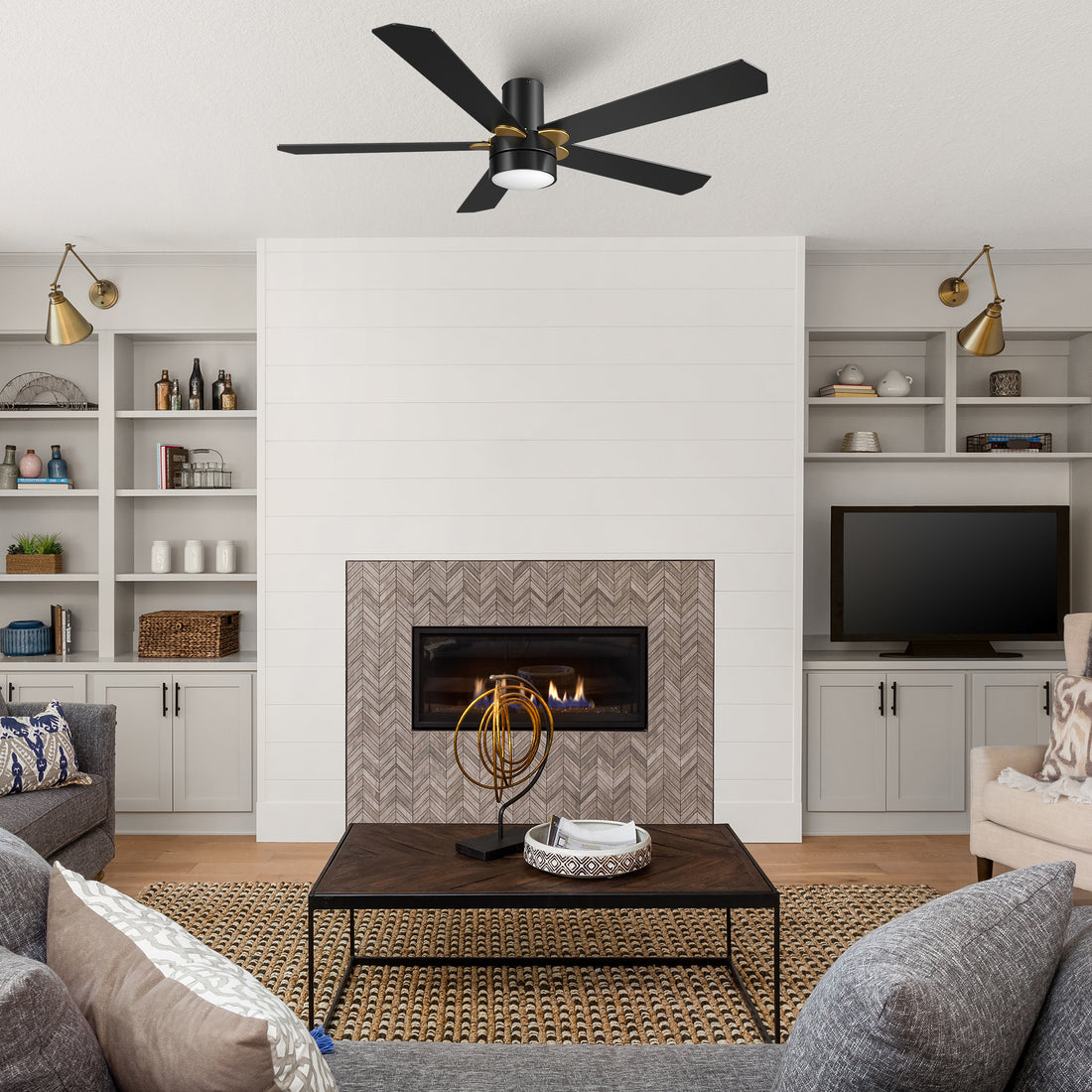 This Harlem 52&quot; smart ceiling fan keeps your space cool, bright, and stylish. It is a soft modern masterpiece perfect for your large indoor living spaces. This Wifi smart ceiling fan is a simplicity designing with Black finish, use elegant Plywood blades and has an integrated 4000K LED cool light. The fan features Remote control, Wi-Fi apps, Siri Shortcut and Voice control technology (compatible with Amazon Alexa and Google Home Assistant ) to set fan preferences. 