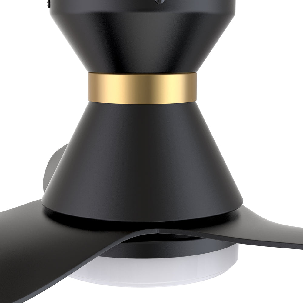 The Smafan Joliet Smart Ceiling Fan with 3 blades and a 45-iade of nch blade sweep with a swift modern appearance. Its compact size is perfect for smaller bedrooms. 