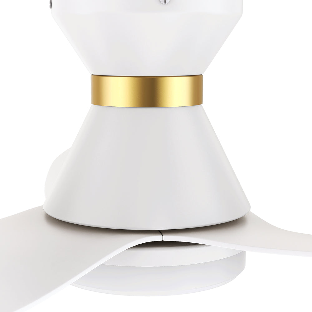 The Smafan Joliet Smart Ceiling Fan with 3 blades and a 45-iade of nch blade sweep with a swift modern appearance. Its compact size is perfect for smaller bedrooms. 