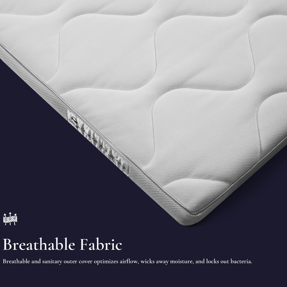 The Smafan Kaiteki 2.75 Inch Air Fiber Mattress Topper was inspired by those who suffer from chronic sleep ailments including painful muscles, stiff joints, and trouble falling and remaining asleep. Designed with an outer cover made of premium polyester and 3 inner cores made of innovative 4D Air Fiber material, the Kaiteki creates the optimal sleep conditions that can help mitigate pain and discomfort.