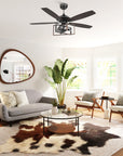 This Smafan Keller 52'' Unique Ceiling Fan keeps your space cool, bright, and stylish. It is a soft modern masterpiece perfect for your large indoor living spaces. This ceiling fan is a simplicity designing with Black finish, use elegant Plywood blades and compatible with LED bulb(Not included). The fan features remote control.