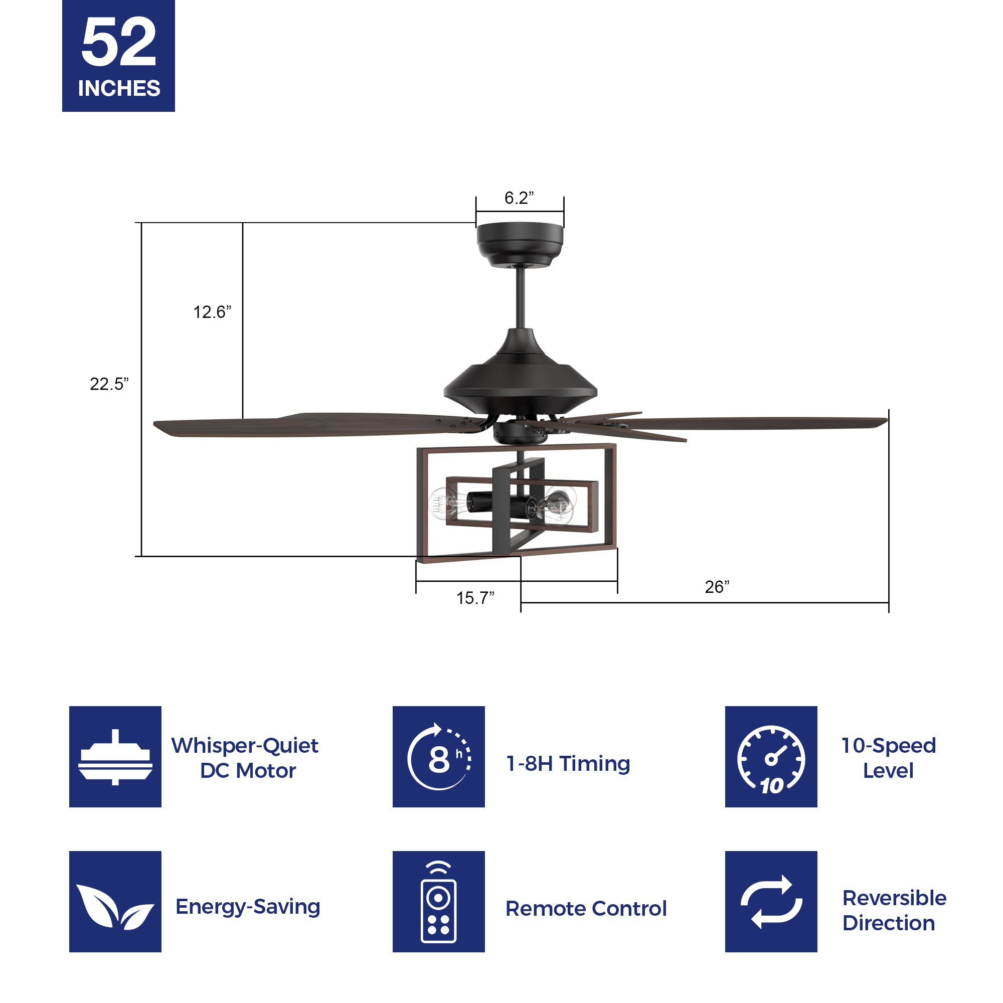 This Smafan Keller 52&#39;&#39; Unique Ceiling Fan keeps your space cool, bright, and stylish. It is a soft modern masterpiece perfect for your large indoor living spaces. This ceiling fan is a simplicity designing with Black finish, use elegant Plywood blades and compatible with LED bulb(Not included). The fan features remote control.