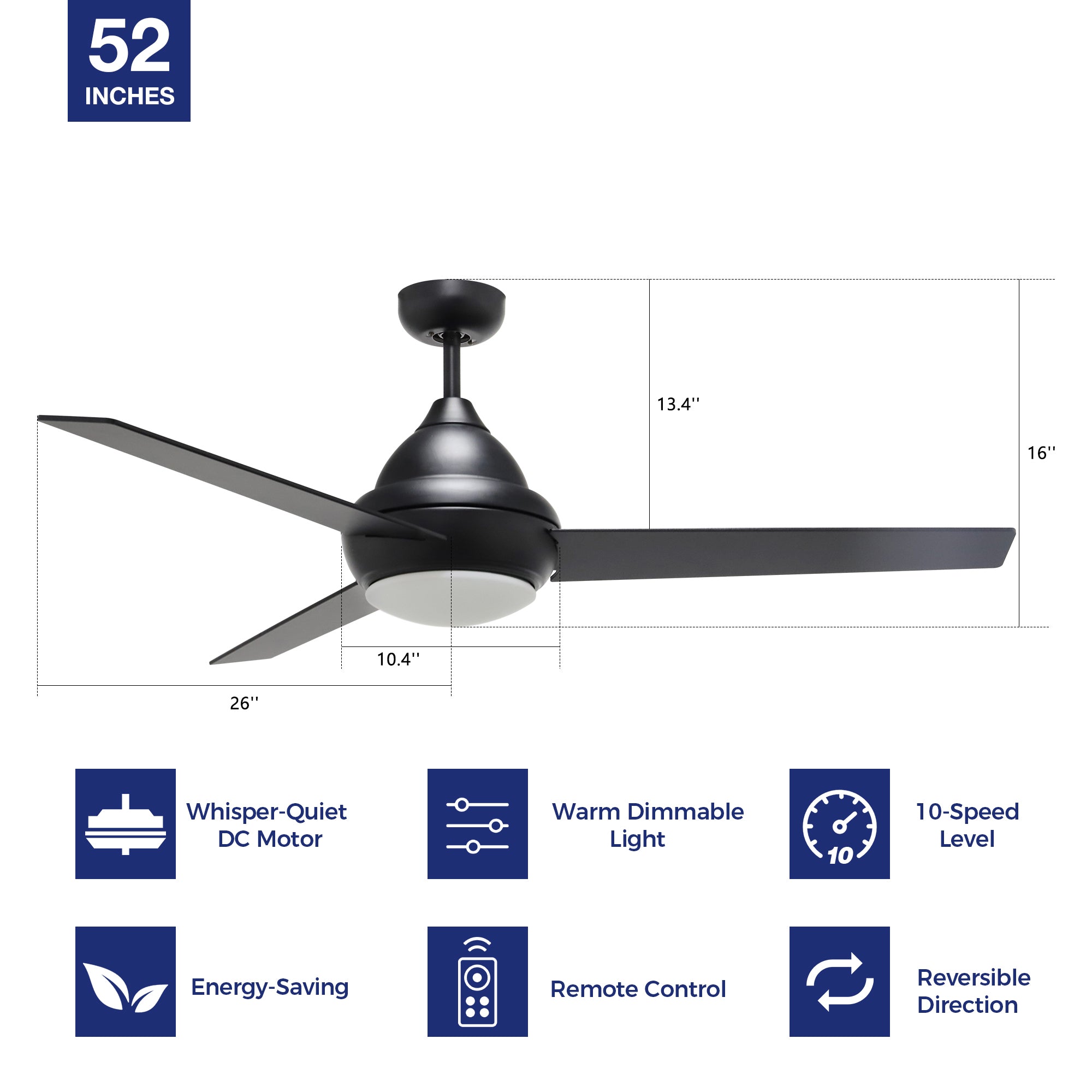 This Smafan Konfor 52&#39;&#39; ceiling fan is designed with black finish,elegant Plywood fan blades,helping you keep your space cool, bright, and stylish.It also features with integrated 3000K LED warmlight and full function remote control. 