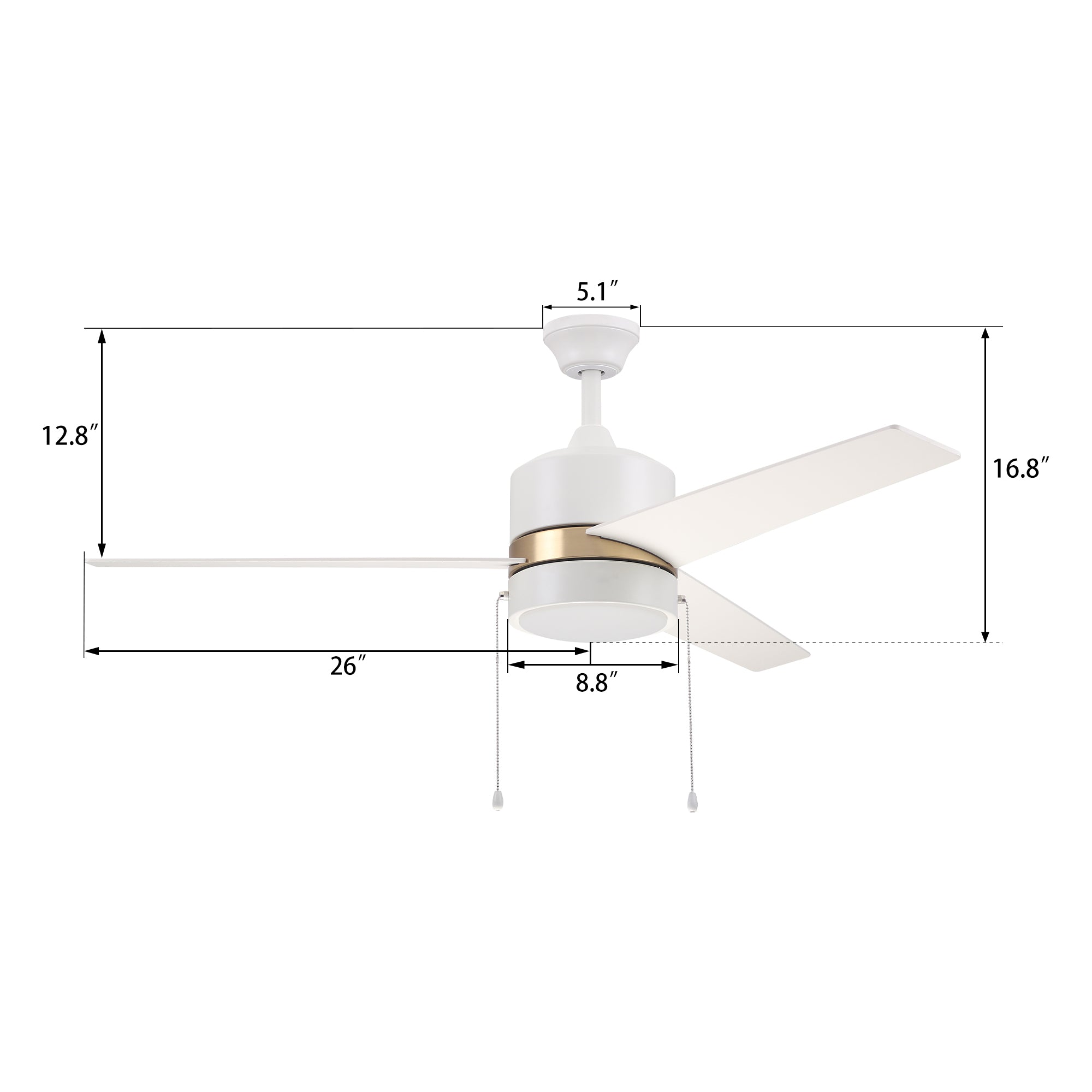 Pristine white exterior, elegant plywood blades, charming LED light cover come together to create the subtle yet refined Marais 52” Ceiling Fan. #color_white