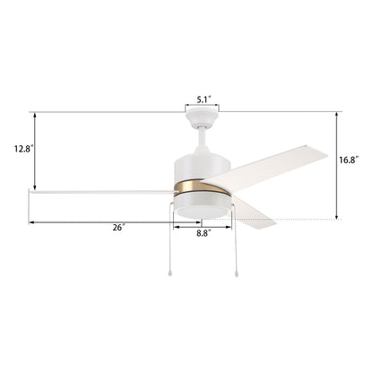 Pristine white exterior, elegant plywood blades, charming LED light cover come together to create the subtle yet refined Marais 52” Ceiling Fan. 