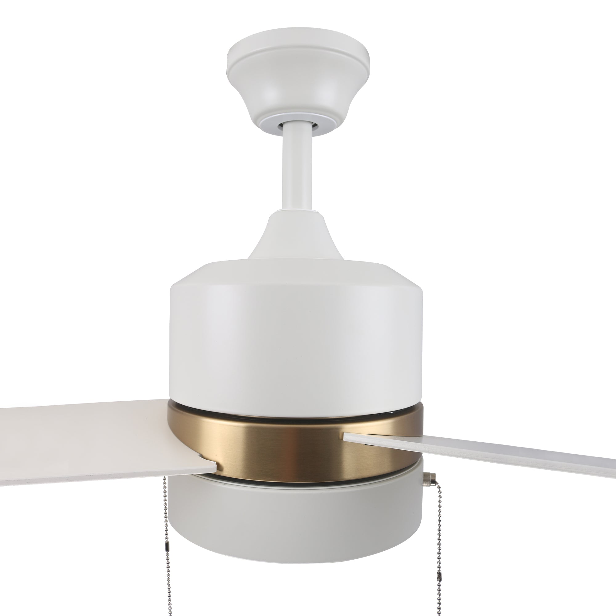 Pristine white exterior, elegant plywood blades, charming LED light cover come together to create the subtle yet refined Marais 52” Ceiling Fan. #color_white