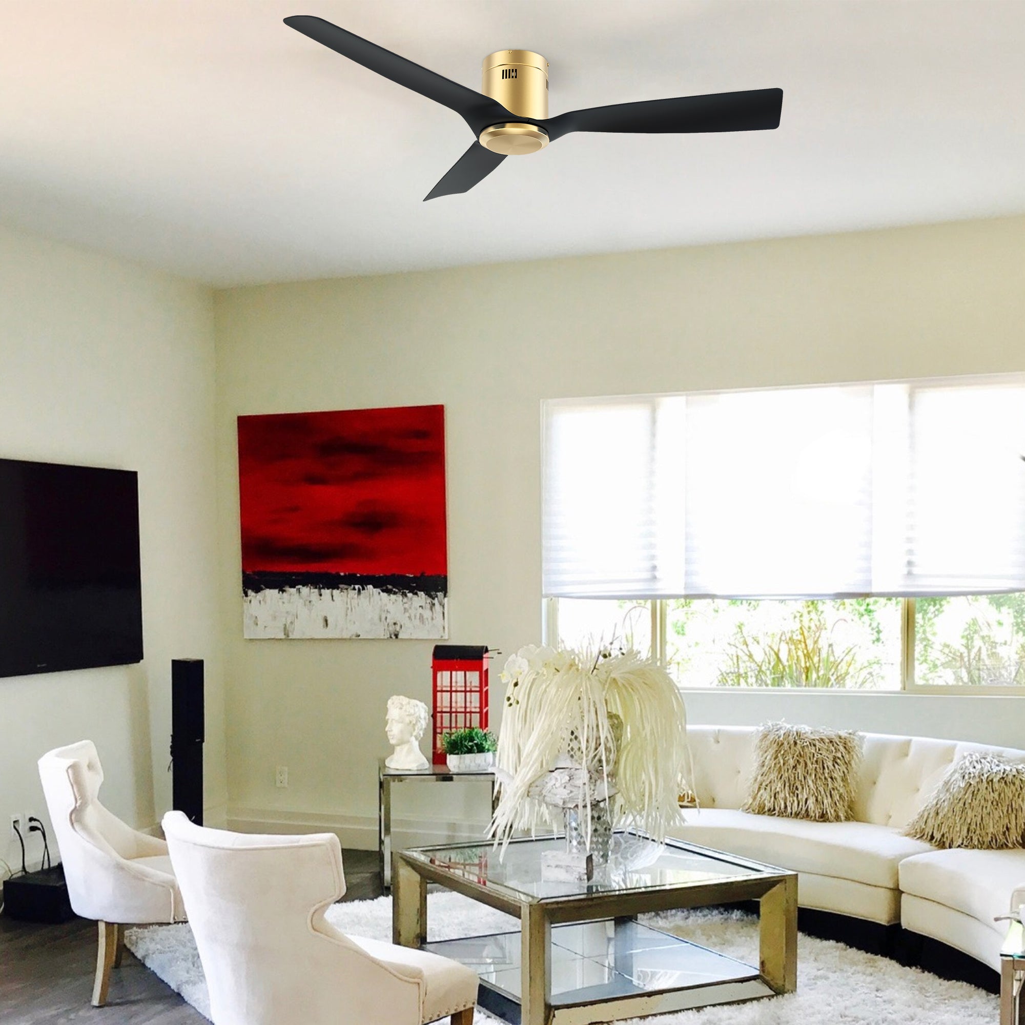 This Modena 52''ceiling fan keeps your space cooland stylish. It is a soft modern masterpiece perfect for your indoor living spaces. This ceiling fan is a simplicity designing with White finish, use very strong ABS blades. #color_Gold