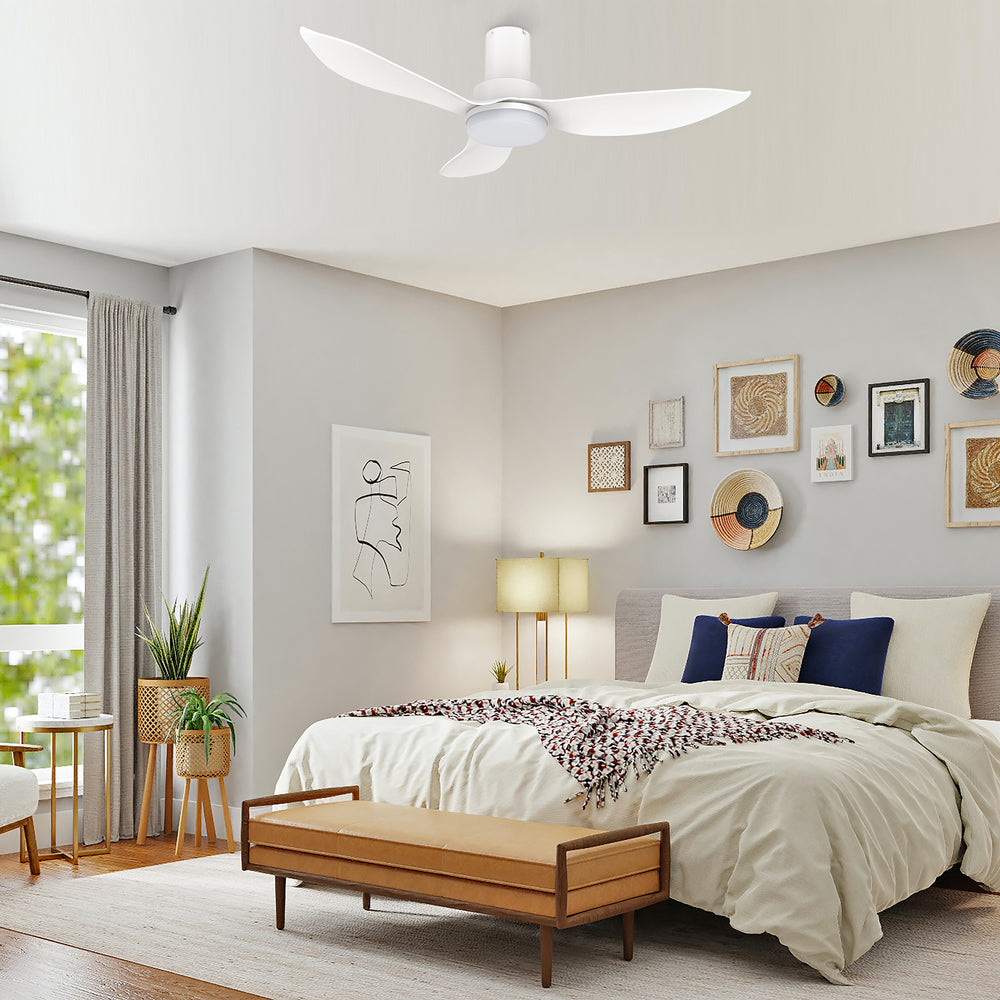 No space is too small for the Nefyn 36/45 inches flush mount ceiling fan! Designed with a compact exterior, a flush mount, an advanced DC motor, and luminous LED lighting. The Nefyn remote control ceiling fan is available in a black or white finish to contrast elegantly or blend seamlessly into the decor of your preference. 
