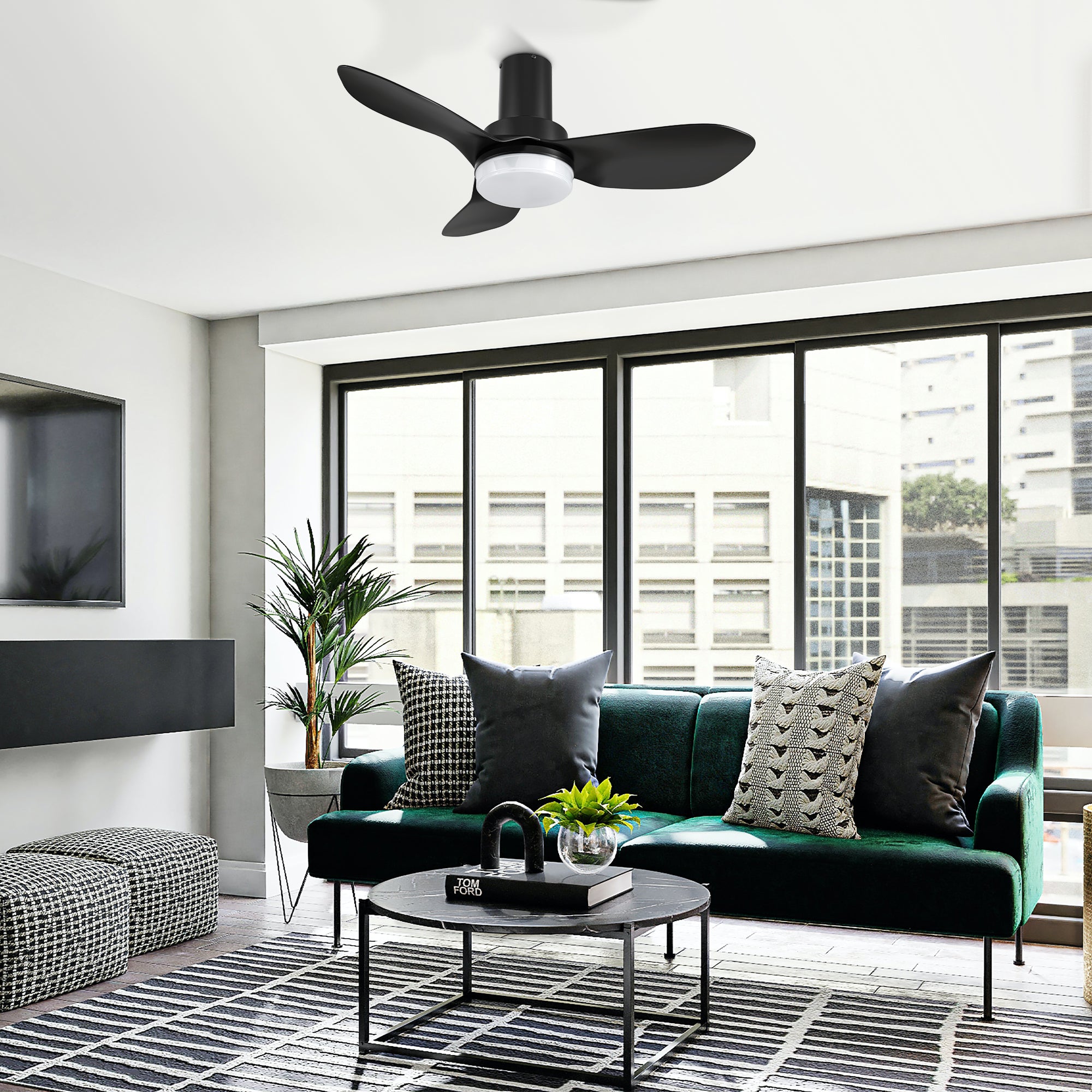 No space is too small for the Nefyn 36/45 inches flush mount ceiling fan! Designed with a compact exterior, a flush mount, an advanced DC motor, and luminous LED lighting. The Nefyn remote control ceiling fan is available in a black or white finish to contrast elegantly or blend seamlessly into the decor of your preference. #color_Black
