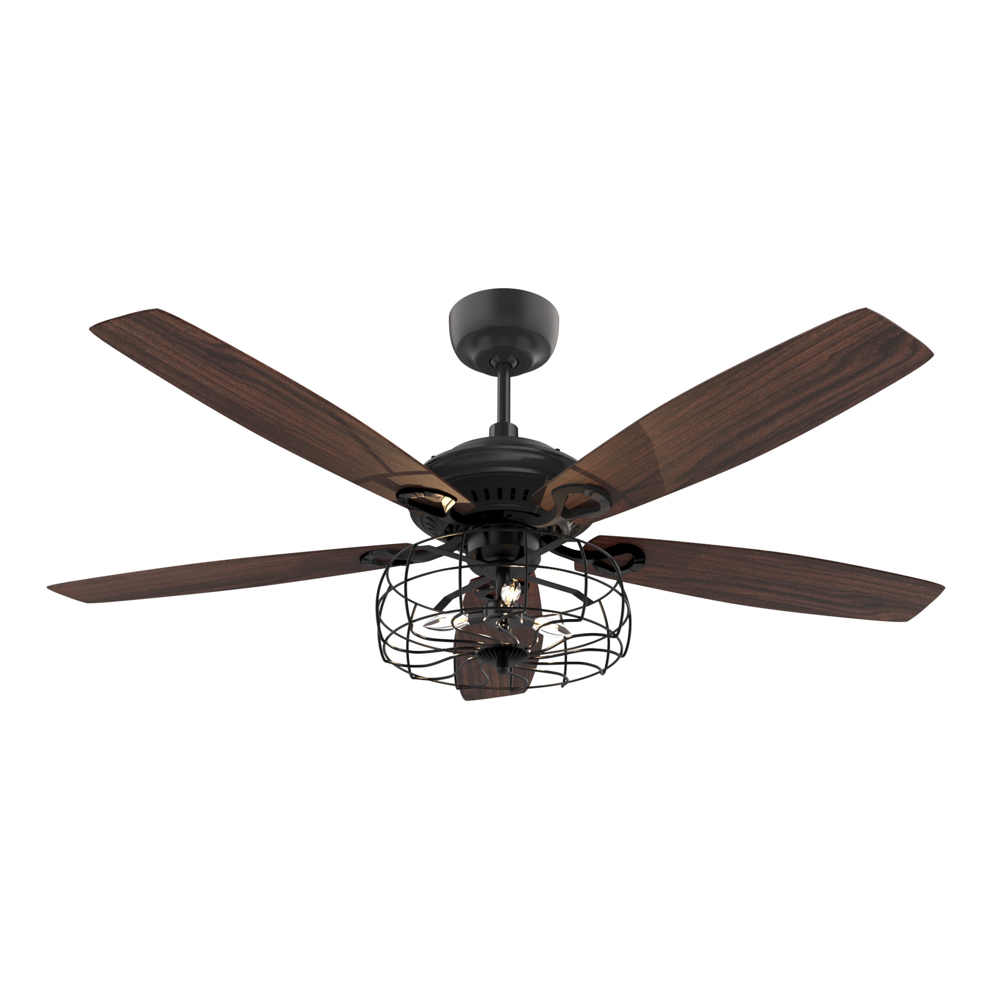 This Smafan Norden 52 inch Industrial Vintage ceiling fan keeps your space cool, bright, and stylish. It is a soft modern masterpiece perfect for your large indoor living spaces. This modern ceiling fan is a simplicity designing with black finish, use elegant Plywood blades and compatible with LED bulb(Not included). The 10-speed ceiling fan features remote control. 