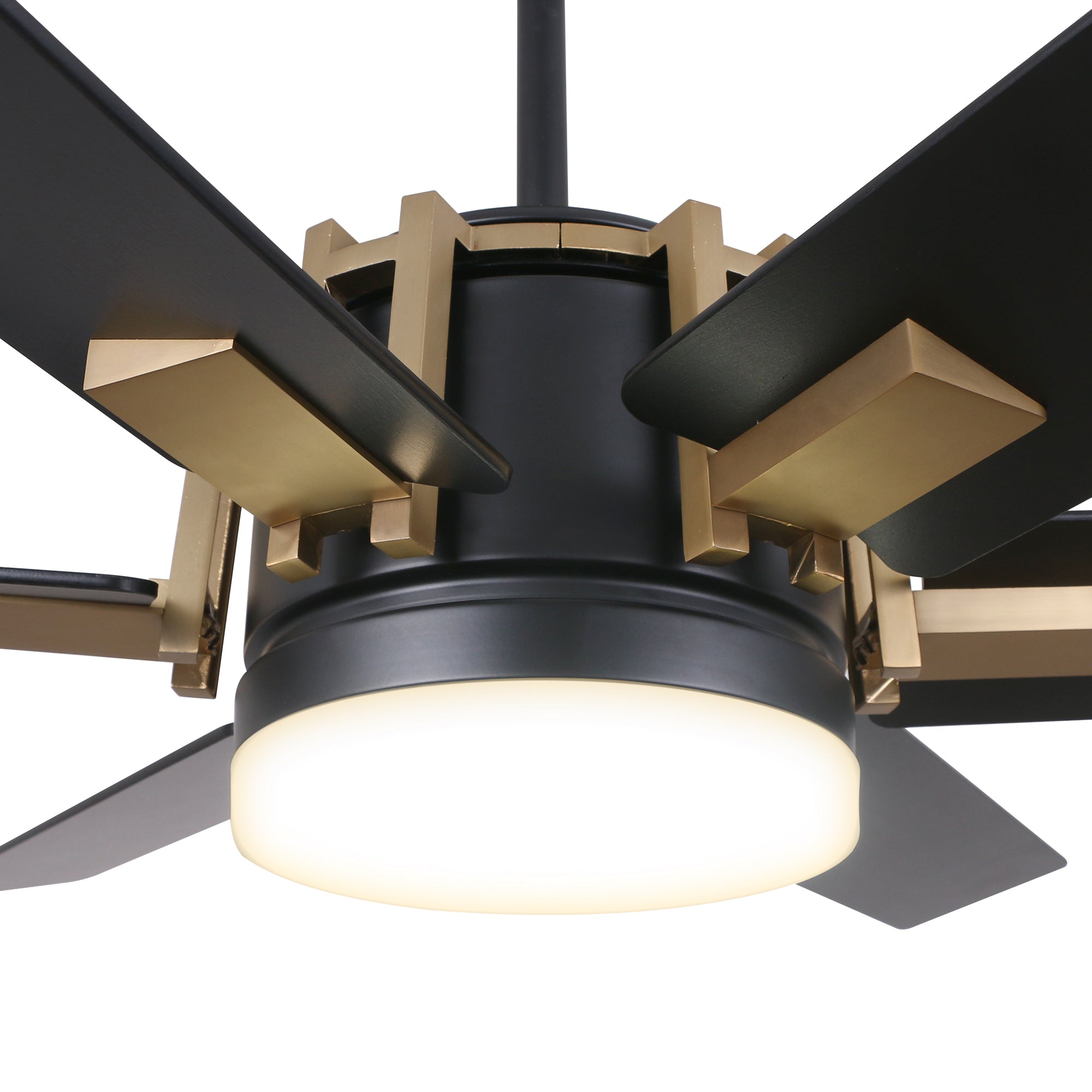 This Sennin 52&#39;&#39; ceiling fan keeps your space cool, bright, and stylish. It is a soft modern masterpiece perfect for your indoor living spaces. This ceiling fan is a simplicity designing with Black finish, use elegant Plywood blades and has an integrated 6000K LED daylight. The fan features remote control.