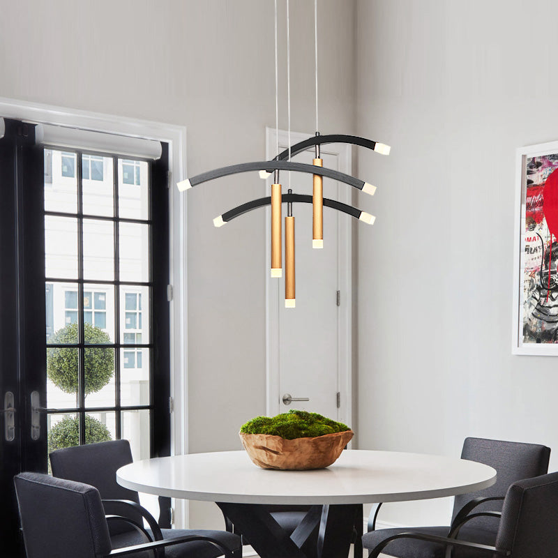 Smafan Seville Modern Decorative Unique Suspending LED Chandelier Pendant Light brings a clean and simple design.Simply streamlined-design pendant light fully demonstrates the art and beauty of simpleness.This pendant showcases a balance of materials and a stylish glow to bring some contemporary flair to its surroundings.It adopts gold and black collocation.