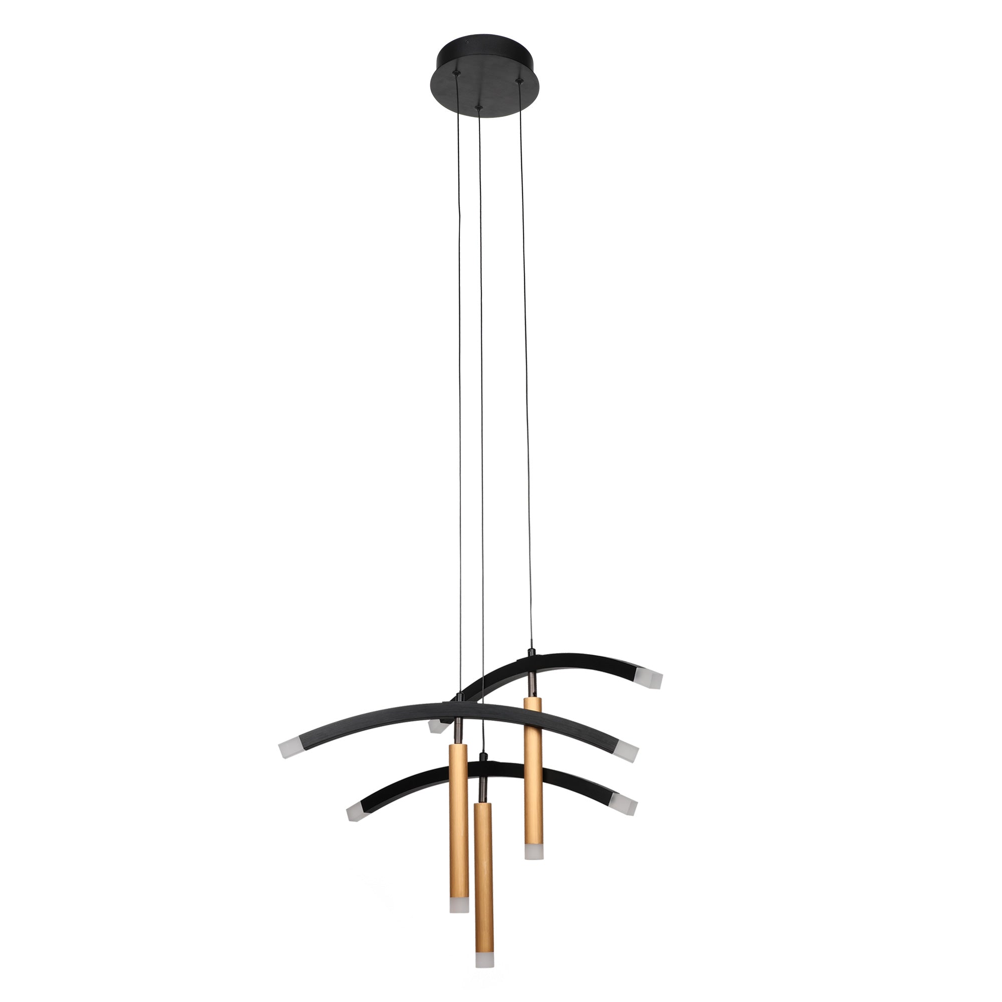 Smafan Seville Modern Decorative Unique Suspending LED Chandelier Pendant Light brings a clean and simple design.Simply streamlined-design pendant light fully demonstrates the art and beauty of simpleness.This pendant showcases a balance of materials and a stylish glow to bring some contemporary flair to its surroundings.It adopts gold and black collocation.