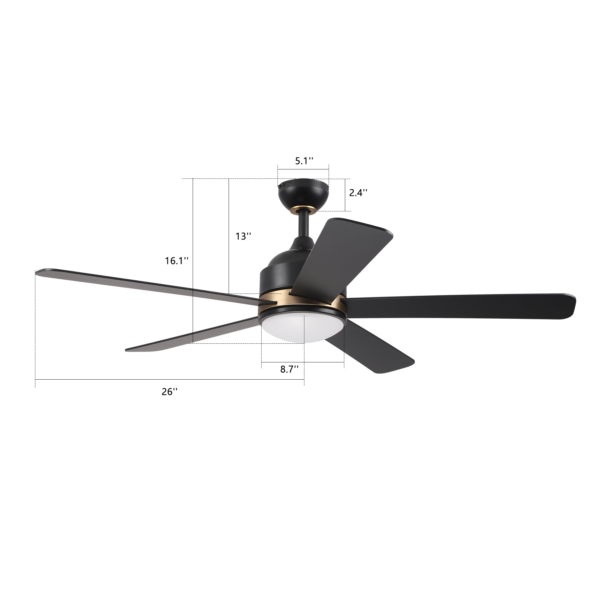This Soran 52'' smart ceiling fan keeps your space cool, bright, and stylish. It is a soft modern masterpiece perfect for your large indoor living spaces. This Wifi smart ceiling fan is a simplicity designing with Black finish, use elegant Black Plywood blades and has an integrated 3000K LED warm light. #color_Black